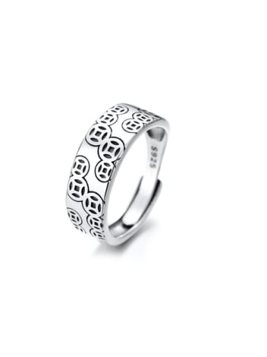 925 Sterling Silver Coin Vintage Band Ring