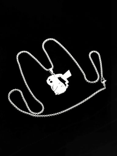 custom Titanium Steel Icon Pikachu Minimalist Long Strand Necklace