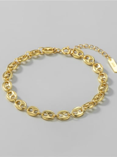 golden 925 Sterling Silver Geometric Minimalist Link Bracelet