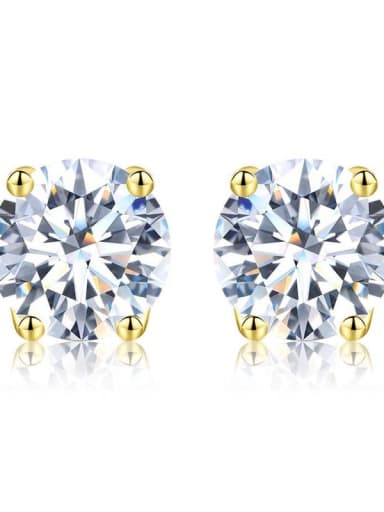 Gold (white Mosan diamond) 925 Sterling Silver Moissanite Geometric Dainty Stud Earring