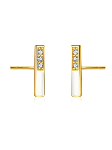 925 Sterling Silver Cubic Zirconia Enamel Geometric Dainty Stud Earring