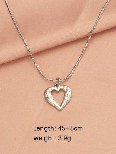 Steel color small size LT064MP696 Stainless steel Heart Minimalist Necklace