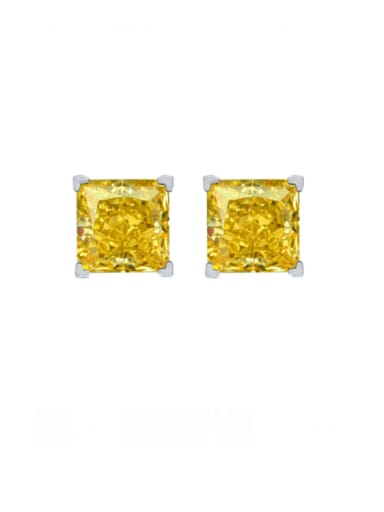 Yellow [E 0210] 925 Sterling Silver High Carbon Diamond Geometric Luxury Stud Earring