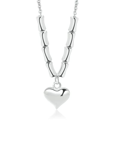 A2842 platinum 925 Sterling Silver Heart Minimalist Necklace