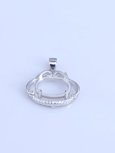 925 Sterling Silver Rhodium Plated Oval Pendant Setting Stone size: 10*14mm