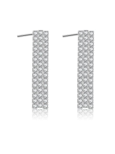 Platinum white stone 925 Sterling Silver Cubic Zirconia Tassel Trend Cluster Earring