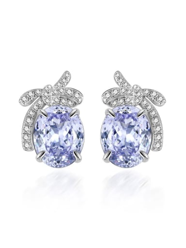 925 Sterling Silver High Carbon Diamond Purple Geometric Dainty Stud Earring