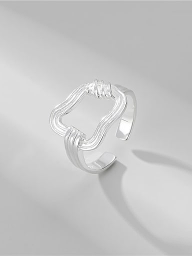 925 Sterling Silver Geometric Minimalist Irregular Hollow Band Ring