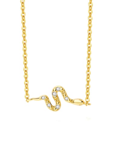 925 Sterling Silver Cubic Zirconia Snake Dainty Necklace