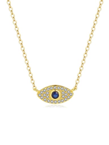 A2858 Gold 925 Sterling Silver Cubic Zirconia Evil Eye Dainty Necklace