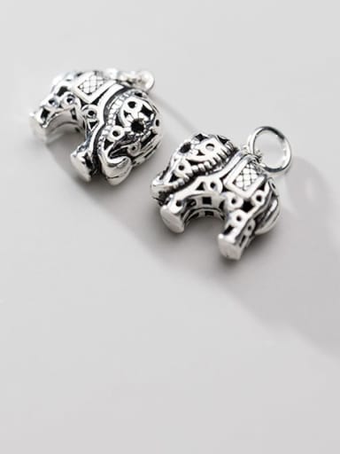925 Sterling Silver Black Gun Plated Elephant Charm Height : 14 mm , Width: 14 mm