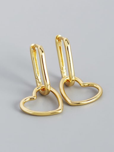 Golden color 925 Sterling Silver Heart Minimalist Huggie Earring