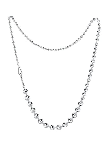 925 Sterling Silver Geometric Minimalist Beaded Necklace
