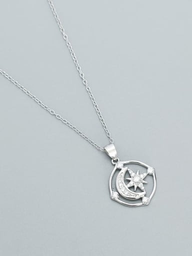 Platinum 925 Sterling Silver Moon Minimalist Necklace