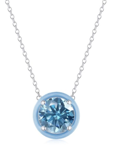 Platinum blue DY190132 925 Sterling Silver Cubic Zirconia Geometric Minimalist Necklace
