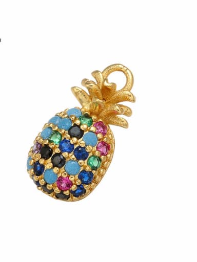 Color diamond Brass Cubic Zirconia Micro Inlay Pineapple Pendant