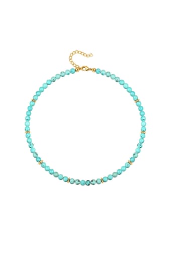 Round bead necklace 38 +5cm Titanium Steel Natural Stone Multi Color Irregular Bohemia Beaded Necklace