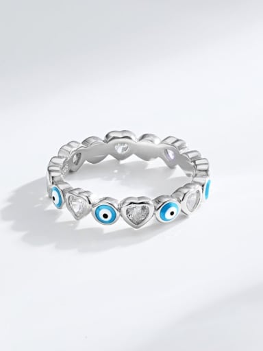 925 Sterling Silver Enamel Evil Eye Cute Band Ring