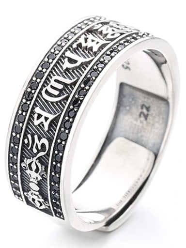 693jma (about 6.4g) 925 Sterling Silver Geometric Vintage Band Ring