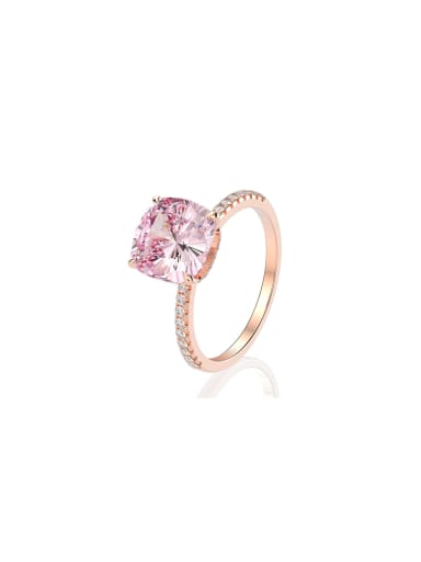 custom 925 Sterling Silver High Carbon Diamond Pink Geometric Luxury Band Ring