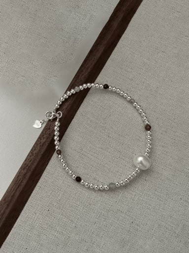 925 Sterling Silver Bead Geometric Vintage Beaded Bracelet