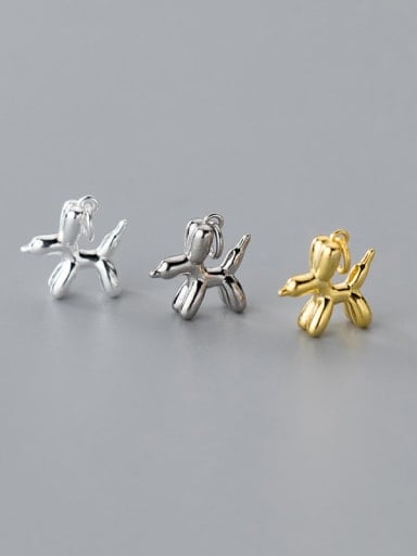 S925 silver electroplating three-dimensional color retention balloon dog charm