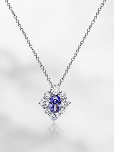 925 Sterling Silver High Carbon Diamond Flower Luxury Pendant