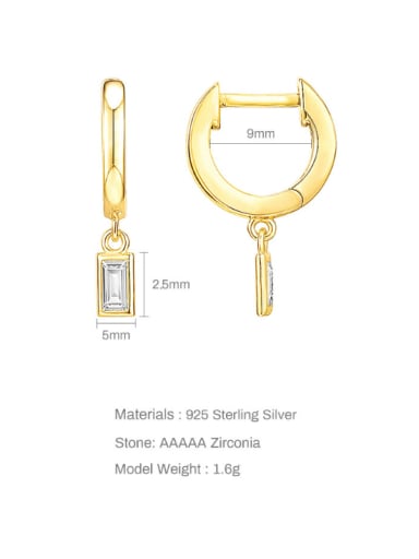 Gold 3 925 Sterling Silver Cubic Zirconia Geometric Minimalist Huggie Earring