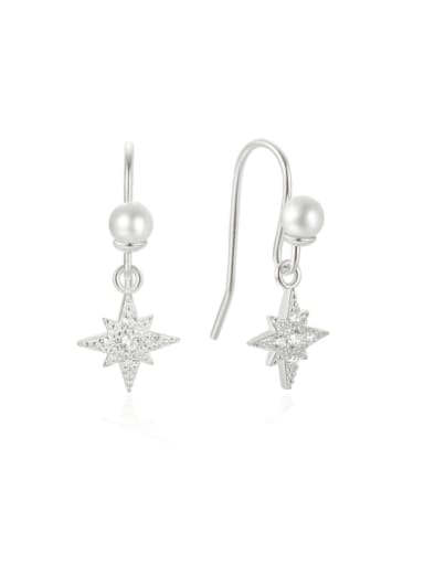 925 Sterling Silver Cubic Zirconia Star Dainty Hook Earring