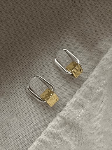 925 Sterling Silver Geometric Vintage Huggie Earring