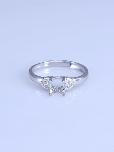 925 Sterling Silver 18K White Gold Plated Heart Ring Setting Stone diameter: 6mm