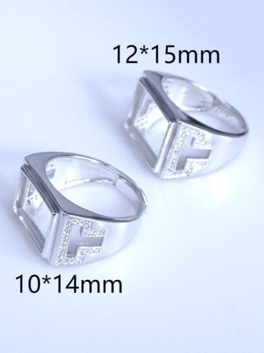925 Sterling Silver 18K White Gold Plated Geometric Ring Setting Stone size: 10*14 12*15mm