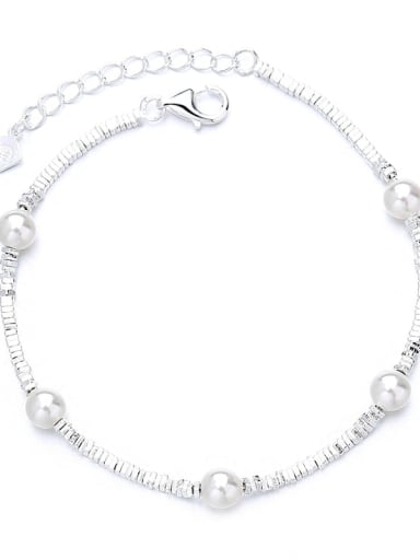 509L Bracelet approximately 4.4g 925 Sterling Silver Freshwater Pearl Dainty Geometric Bracelet and Necklace Set