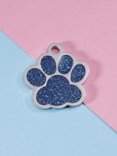 Stainless Steel Cute Dog Claw Epoxy Flash Blue Pet Jewelry Accessories