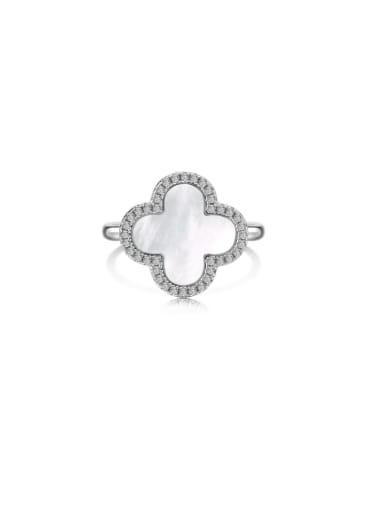 custom 925 Sterling Silver Shell Flower Minimalist Band Ring