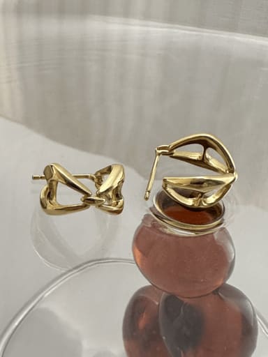1ES25 (Yellow Gold) 925 Sterling Silver Cross Minimalist Stud Earring
