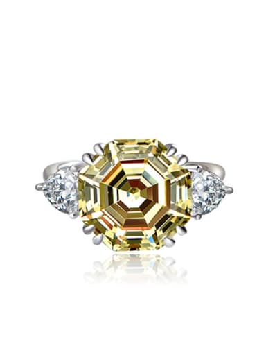 Yellow [R 0324] 925 Sterling Silver High Carbon Diamond Geometric Luxury Ring