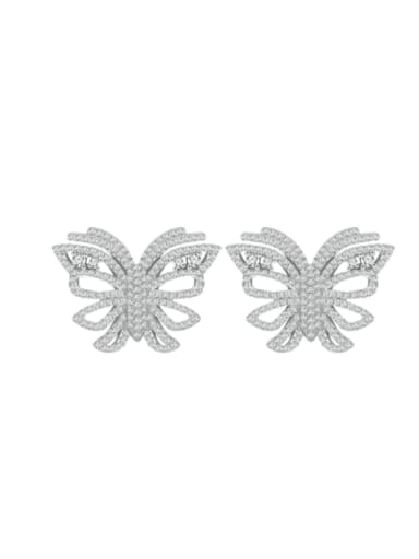 925 Sterling Silver Cubic Zirconia Butterfly Statement Cluster Earring