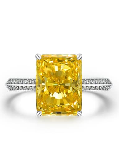 925 Sterling Silver High Carbon Diamond Yellow Geometric Dainty Ring