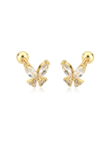 18k gold (white stone) 925 Sterling Silver Cubic Zirconia Butterfly Dainty Stud Earring