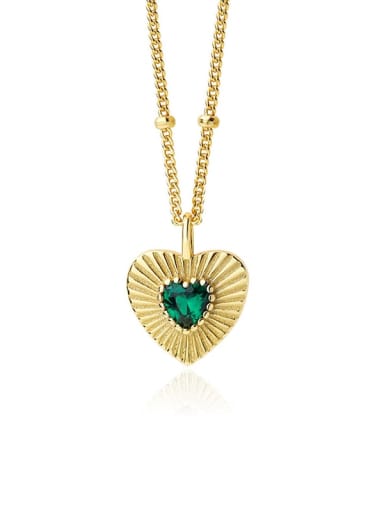 A2881 Gold 925 Sterling Silver Cubic Zirconia Heart Trend Necklace