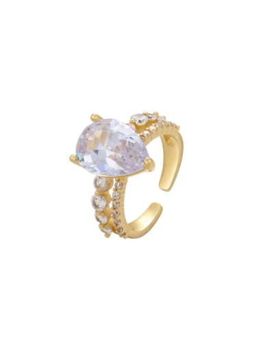 Brass Cubic Zirconia Water Drop Dainty Band Ring
