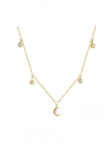 golden 925 Sterling Silver Cubic Zirconia Star Dainty Necklace