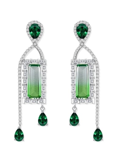 Gradient green  E 2802 925 Sterling Silver Cubic Zirconia Geometric Luxury Drop Earring