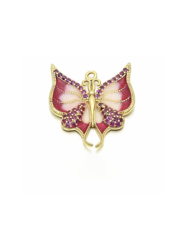 golden Brass Fancy Colored Diamond Butterfly Drop Oil Micro Setting Accessories