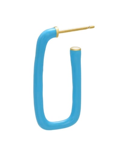 blue Brass Enamel Geometric Trend Stud Earring