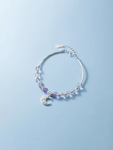 925 Sterling Silver Crystal Moon Cute Handmade Beaded Bracelet