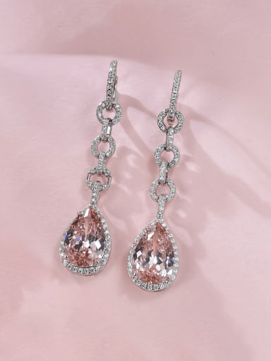 925 Sterling Silver High Carbon Diamond Pear Shaped Luxury Cluster Earring