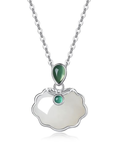 925 Sterling Silver Jade Locket Dainty Necklace