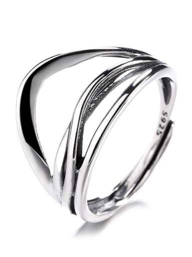 317FJ/A2.8g 925 Sterling Silver Geometric Vintage Band Ring